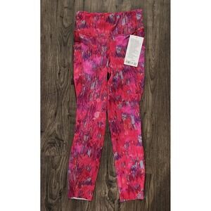 Lululemon Fast Free HR Tight 25" Pockets Size 6 WTPT Weave Tone Pow Pink Multi